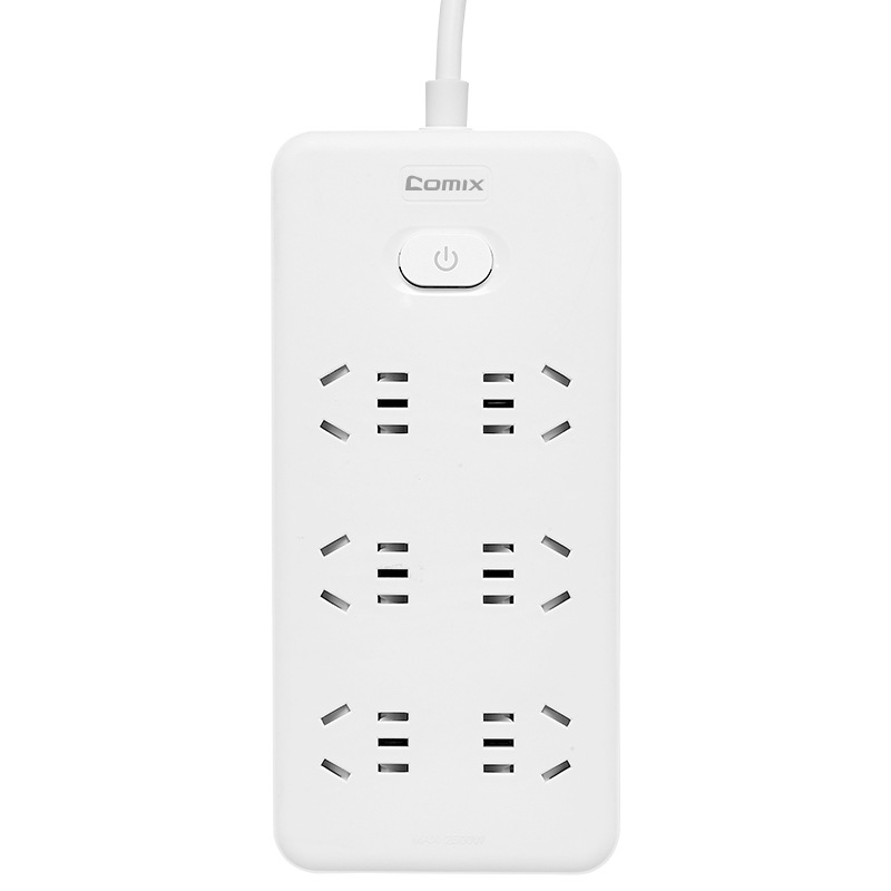 齐心 PCP-WZ6105 延长线插座 6位30孔 总控 全长10.0米 白