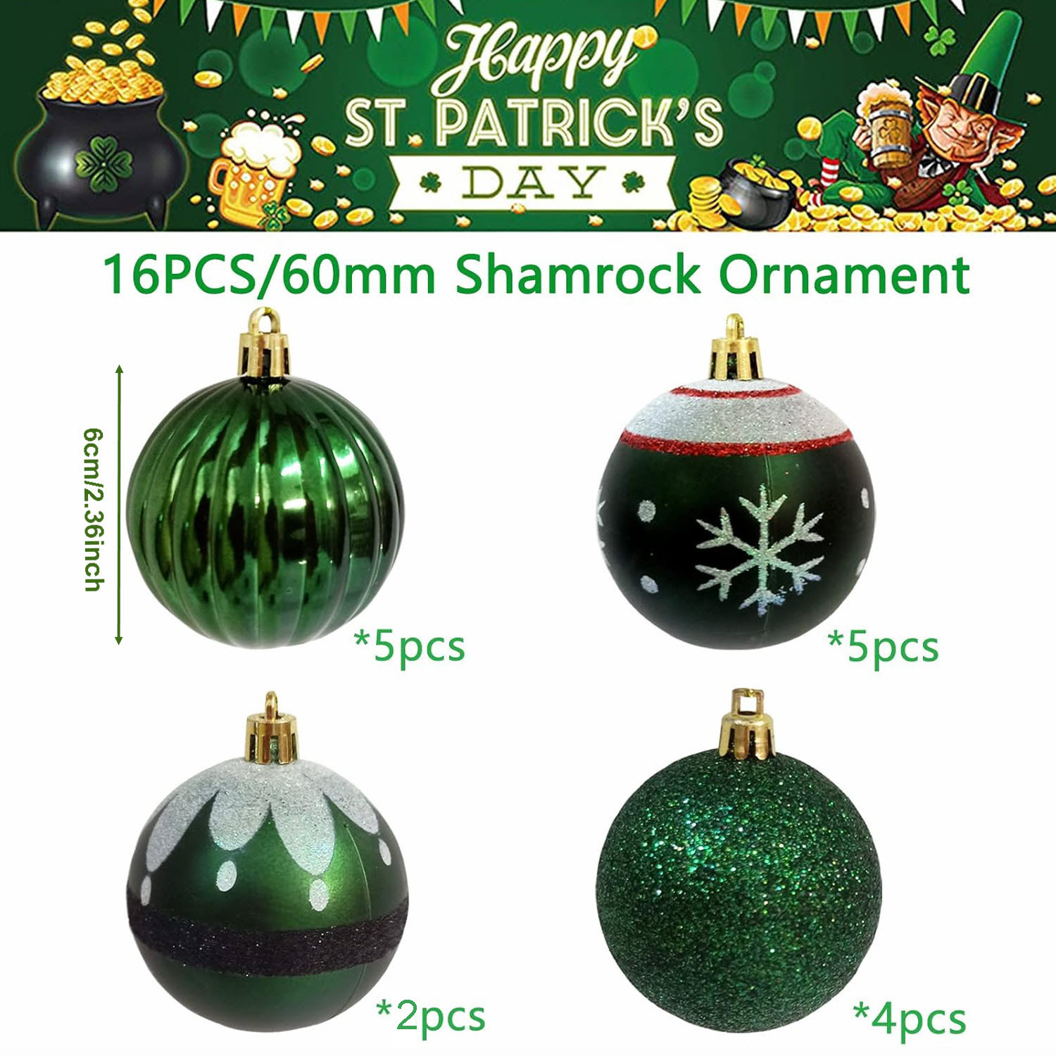 Bolas de Navidad transfronterizas 6cm18PCS set verde oscuro bolas de Navidad de plástico árbol de Navidad bolas de decoración para el hogar