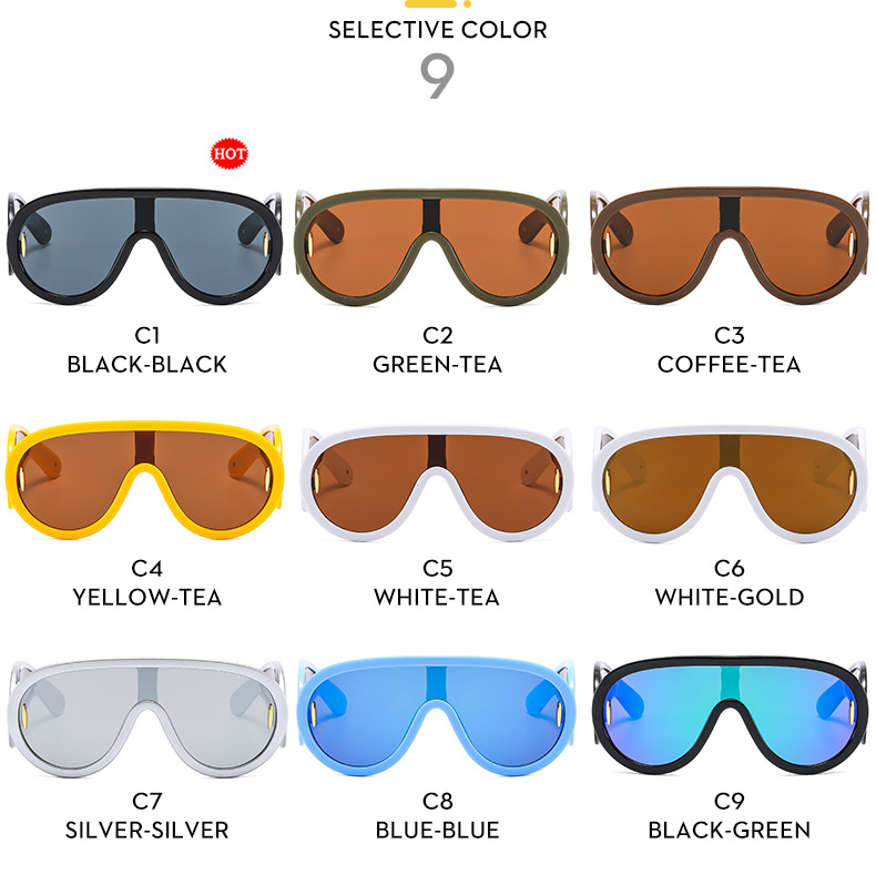New large frame integrated lens fashionable punk futuristic sunglasses, ins sunglasses_voghion.com