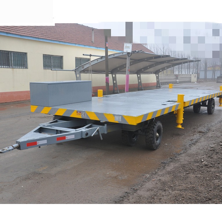 10吨厂内转运平板拖车 液压支腿平板车 叉车拖车 全挂车