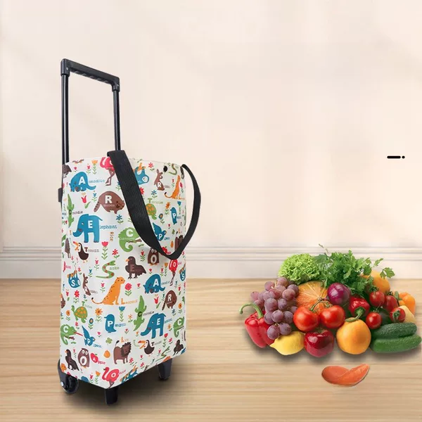 Camping Cart Pull Bag, Telescopic Trolley, Shopping Cart with Wheels, Small Trailer for Picking up Packages, Foldable Moving Bag