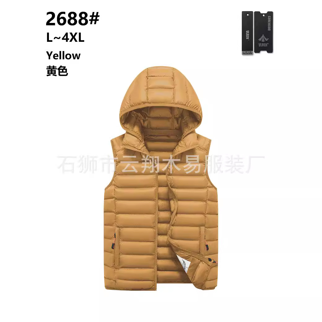 2023 Chaleco de algodón transfronterizo costillas engrosadas con capucha Chaleco de algodón raqueta de algodón europeo y americano Comercio exterior al por mayor