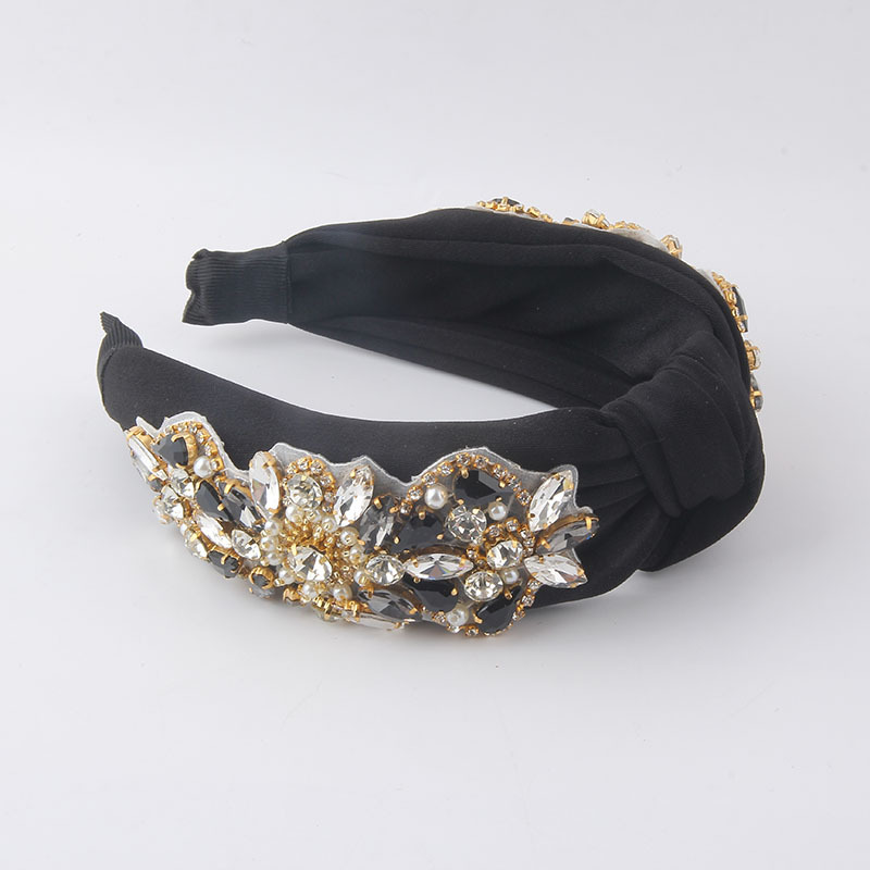 Nouvelle Mode Tempérament Mousseline De Soie Tissu Strass Perle Géométrique Fleur Bandeau Femmes De Voyage De Balle Cadeau Cheveux Accessoires Coiffe display picture 4