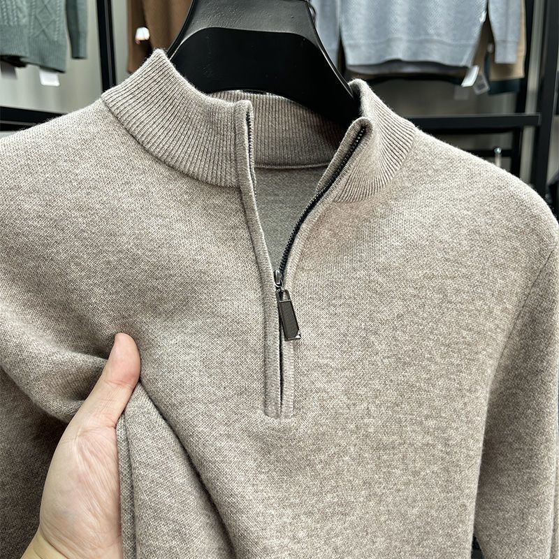 Men's Half Turtleneck Zipper Knitwear Men's Thickened Warm Winter Color Top Knitwear Bottoming Shirt Men's Half Turtleneck Zipper Knitwear Men's Thickened Warm Winter Color Top Knitwear Bottoming Shirt