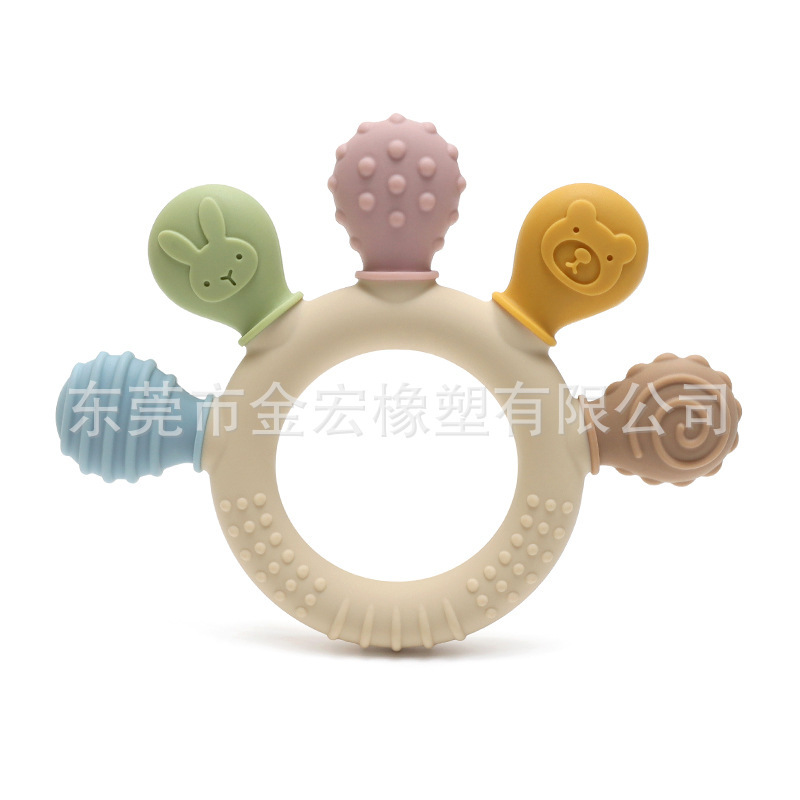跨境多色手掌牙胶 食品级可啃咬磨牙棒0-3岁 婴儿安抚玩具新生儿|undefined