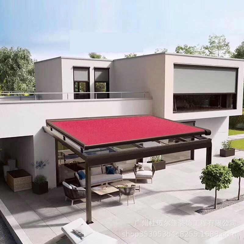 Outdoor Sunshade Aluminum Alloy Canopy Electric Canopy Curtain Glass Top Heat Insulation Canopy Sun Room Awning