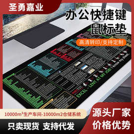 亚马逊爆款股票英文鼠标垫超大耐脏防滑加厚锁边电脑办公快捷键垫