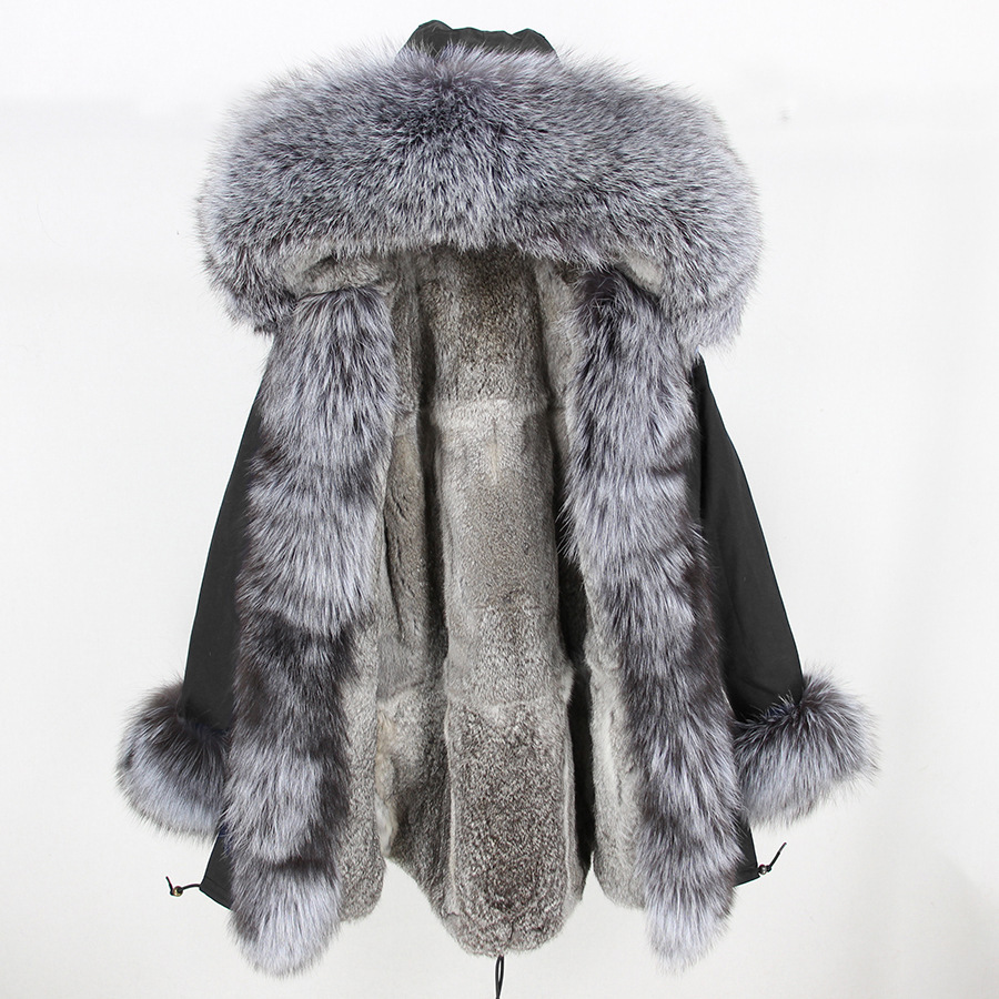 Abbigliamento da donna Autunno e inverno Pelliccia di procione naturale Pelliccia di volpe Collo grande Ispessimento Fodera in pelliccia di coniglio calda Moda Parker_voghion.com