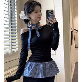 高级感气质长袖T恤女2025秋季新款韩系修身显瘦设计感内搭打底衫