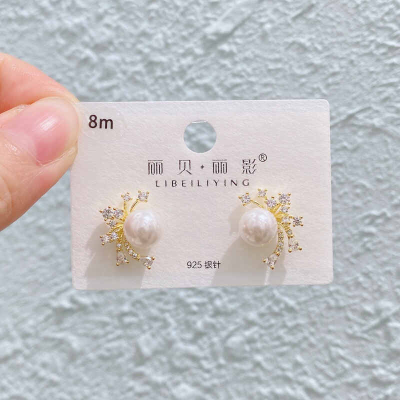 Liyin/Libeliying 花火イヤリング、軽い高級感、高級感、絶妙な銅金メッキマイクロ象嵌イヤリング、女性向け多用途|undefined