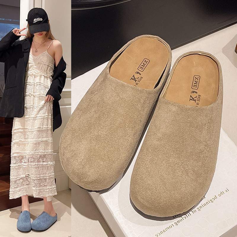 Casual Thick Soled Slippers For Women Retro Closed Toe Slip Ons_voghion.com