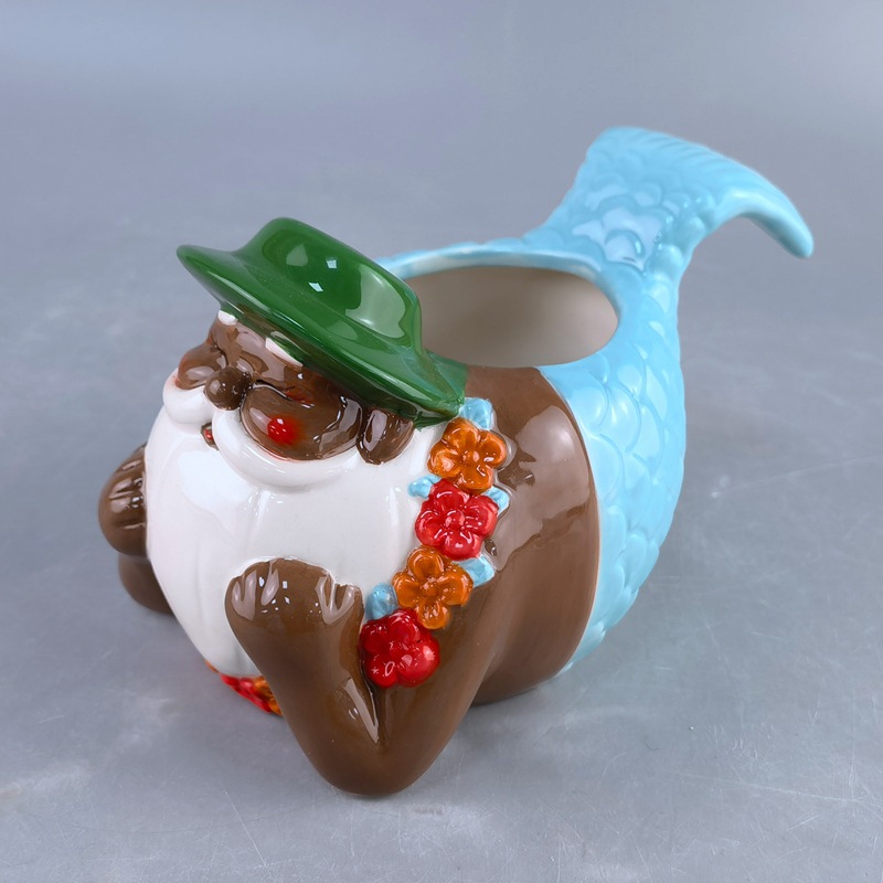 Regalos publicitarios de taza de sirena de cerámica de forma especial, taza de cola de sirena de animales negros, artesanía 3D, regalo de taza