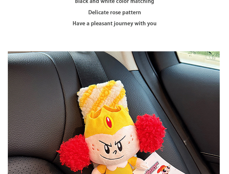 Car Seat Belt Shoulder Pads, a Pair of Creative and Cute Money Multi-Purpose Shoulder Pads for All Seasons, Powerpuff Girls Car Shoulder Pads