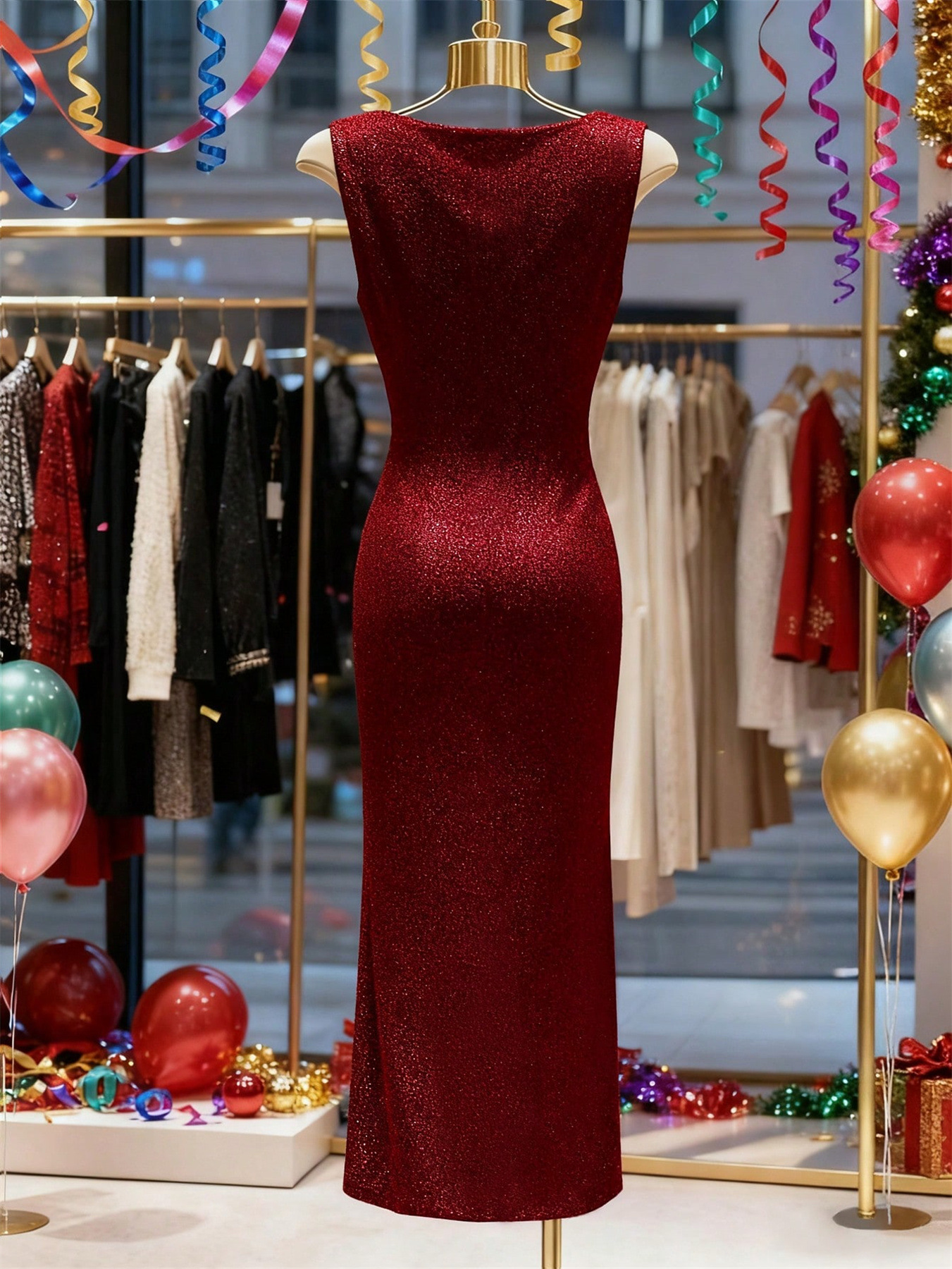 Elegante glitter bodycon jurk met split voor feest en receptie_voghion.com