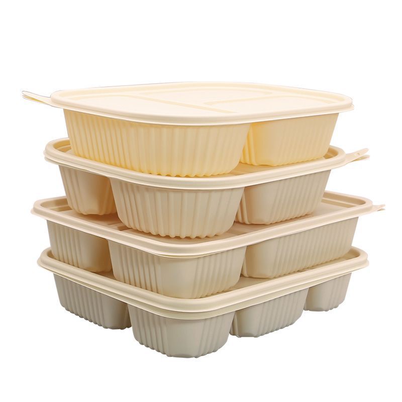Biodegradable Disposable Lunch Box with Three or Four Compartments, Food-Grade, Trendy, Eco-Friendly Packaging Box with Lid Biodegradable Disposable Lunch Box with Three or Four Compartments, Food-Grade, Trendy, Eco-Friendly Packaging Box with Lid