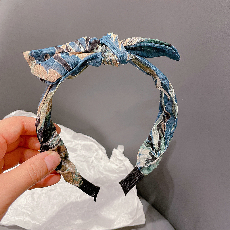 Korean Bow Tie-dye Rabbit Ears Hair Hoop display picture 2