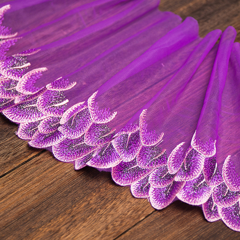 20cm de ancho de red de ancho de color bordado encaje suave plumas de pavo real ropa interior accesorios Barbie