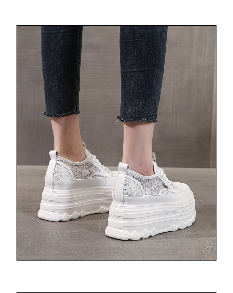 Giày sneaker nữ đế dày lưới thoáng khí phối trắng dễ mặc — Màu đen chi tiết 19
