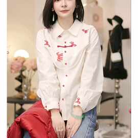 新中式春秋冬时尚百搭氛围感高定中式盘扣小马气质衬衫