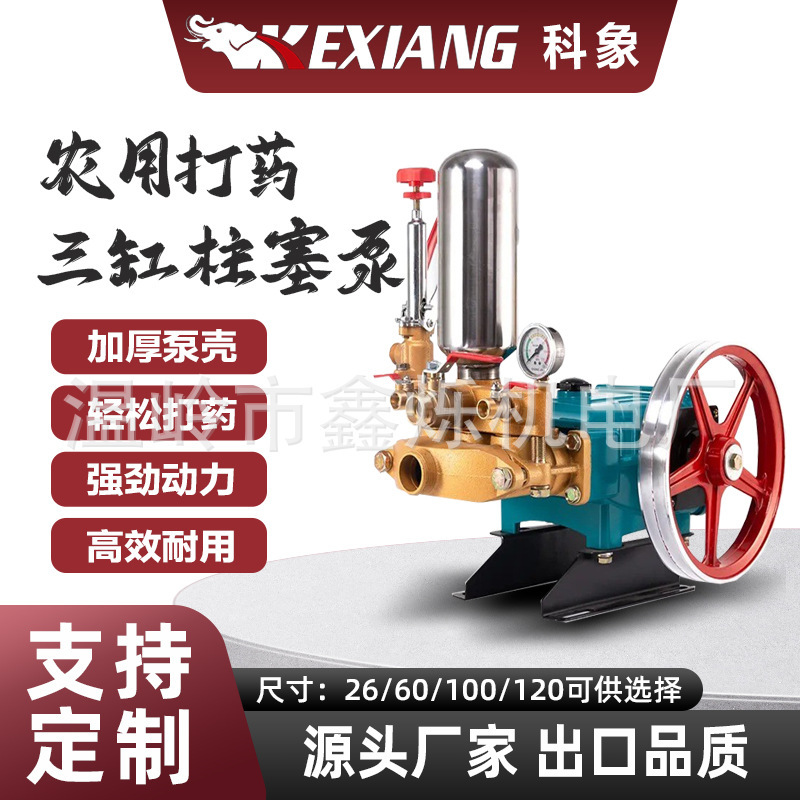 Agricultural Three-Cylinder Ceramic Plunger Pump, Grease-Free High-Pressure Spray Pump, Pesticide Sprayer Pressure Pump 26/60/100/120 Agricultural Three-Cylinder Ceramic Plunger Pump, Grease-Free High-Pressure Spray Pump, Pesticide Sprayer Pressure Pump 26/60/100/120