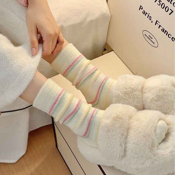 Cute demi-season keep warm velvet autumn socks