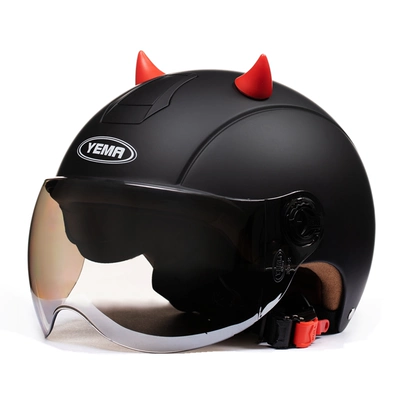 Motosiklet dəbilqələri — Women's Four Seasons Universal Electric - one-size-fits-all-matte-black-red-corner-w-comes-with-warm-ear-protection-removable