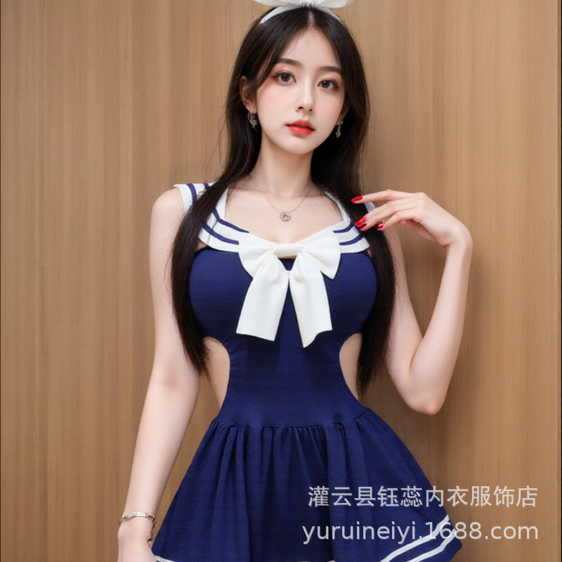 Yishengxian Campus Restricted Area Private Meeting Naked Back College Suit Uniform Sexy Lingerie Sexy Exposed Buttocks Pure Desire Temptation
