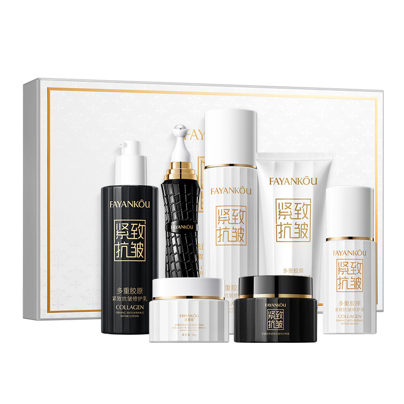 Fa Yankees Multi-Collagen Firming Anti-Rugue Repair Set de 7 Piezas Profundamente Limpieza Hidratación Hidratación Kit de Cuidado de la Piel
