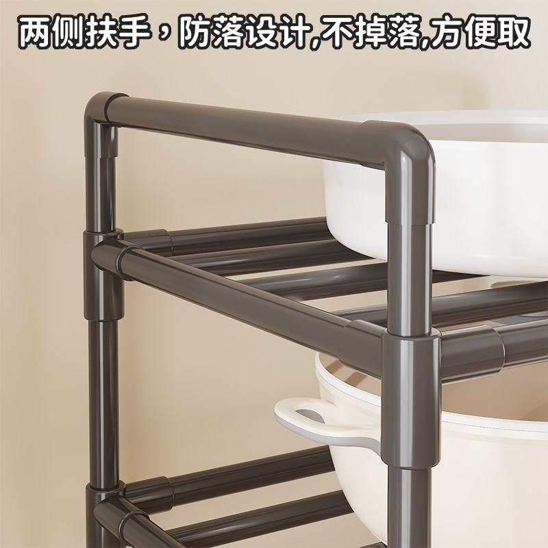 厨房置物架多层放锅家用落地收纳架卫生间架免打孔微波炉置物架子|undefined