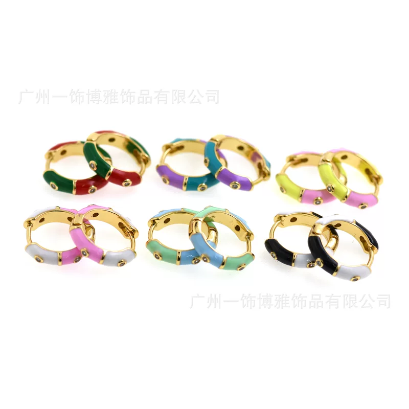 (Cross-border trading), creative universal enamel, copper earrings with zircon