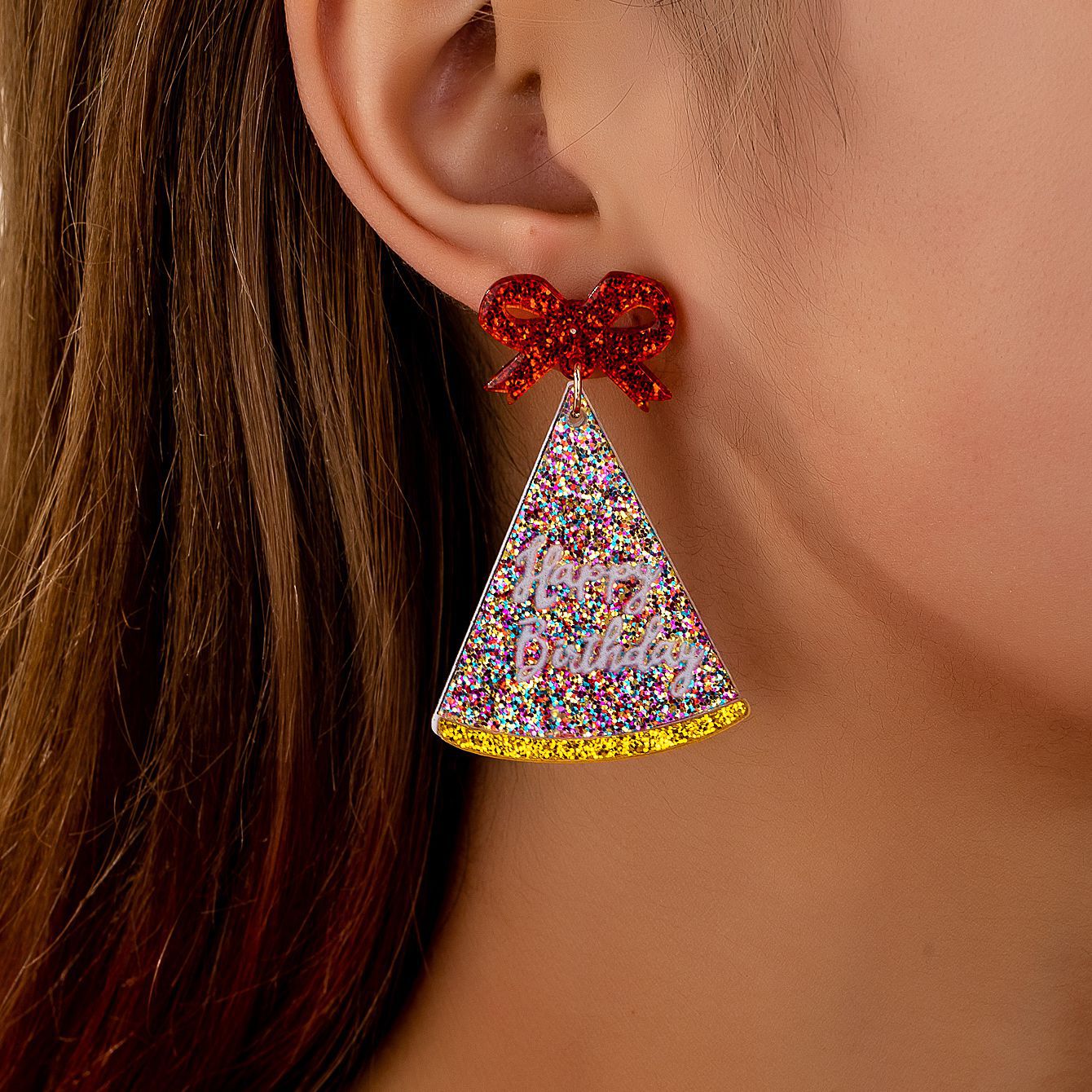 fashionable acrylic earrings with bow