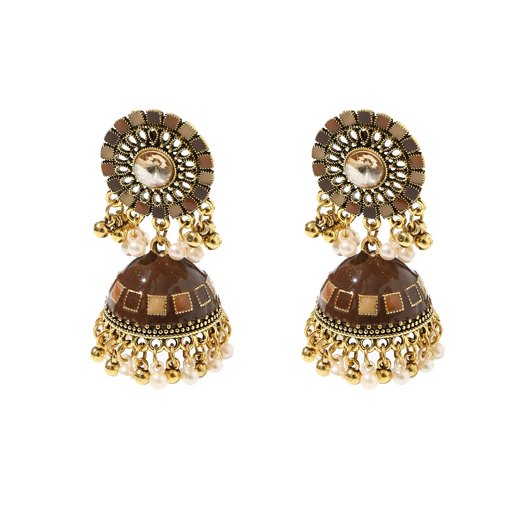 Retro ethnic earrings, India, boho style, ethnic style
