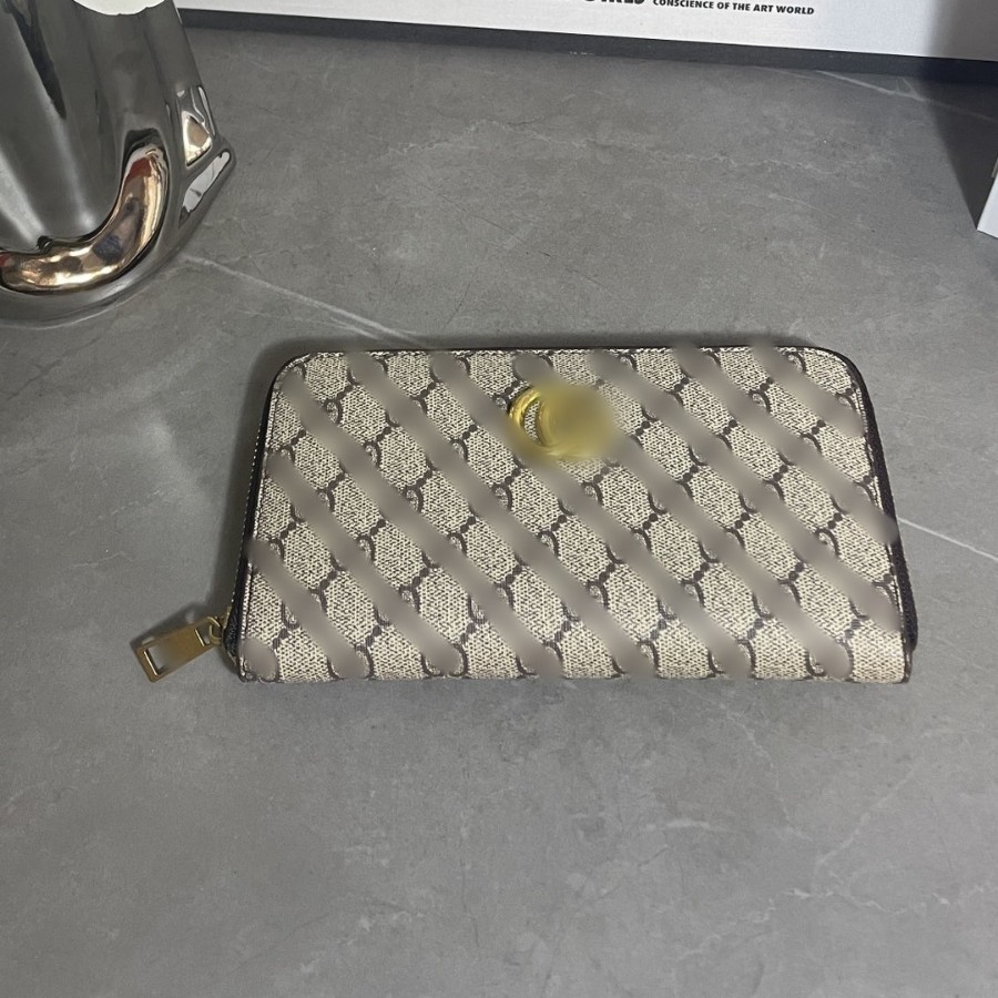 Cartera de cremallera de moda caviar billetera larga rombo relieve plano multifuncional cartera de tarjetas clásica de mano