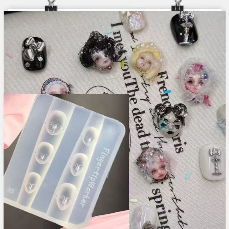 インターネット有名人クリエイティブフェイスシリコンモールドクリエイティブ diy マニキュアツールレリーフマニキュアモールドウェアラブルネイル装飾モールド|undefined