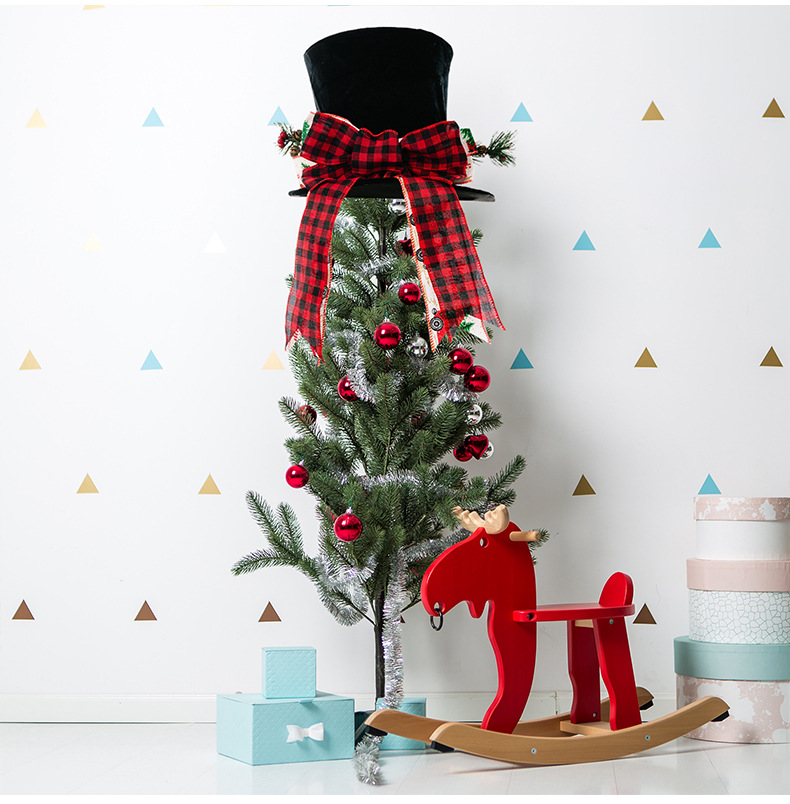 Weihnachtsdekoration Weihnachten Zylinder Bogen Baum Top Stern Urlaub Atmosphäre Weihnachten Baum Anordnung Requisiten_voghion.com