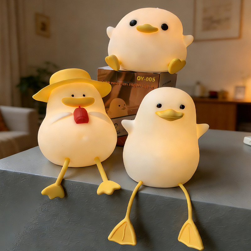 Cross-Border Popular Product: Cola Duck Tap Light, Silicone Night Light, Atmosphere Light, Bedside Lamp, Rechargeable Table Lamp, Cute Duck Lamp