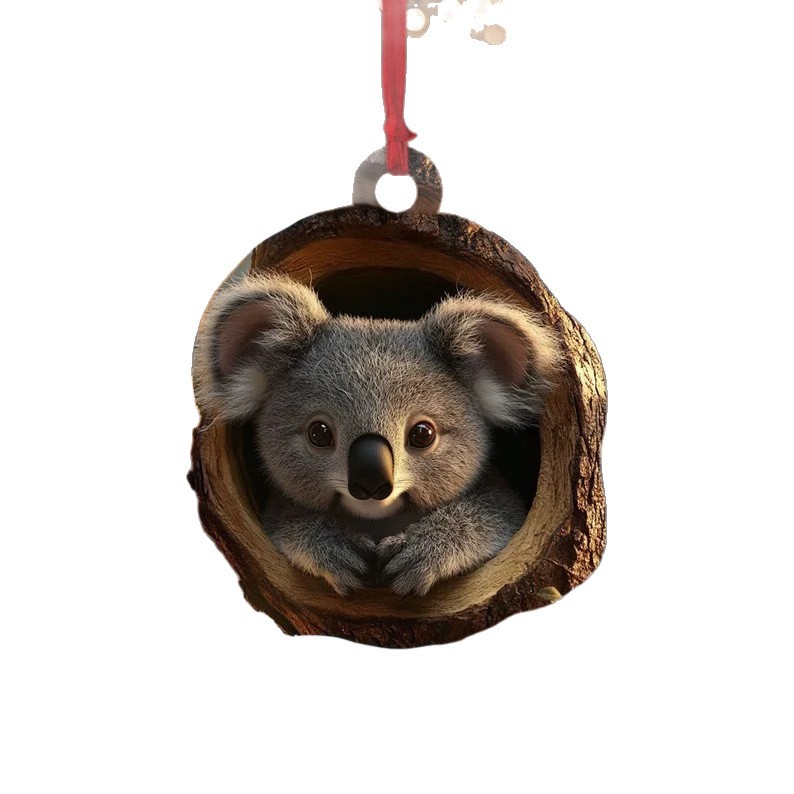 Explosiones transfronterizas mapache decoraciones de árbol de Navidad búho decoraciones acrílicas pequeños colgantes planos listados