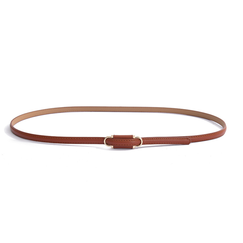 Nuevo Cinturón fino vestido de mujer simple hebilla de oro ajustable Cinturón fino pu cinturón Ropa Accesorios Delgado