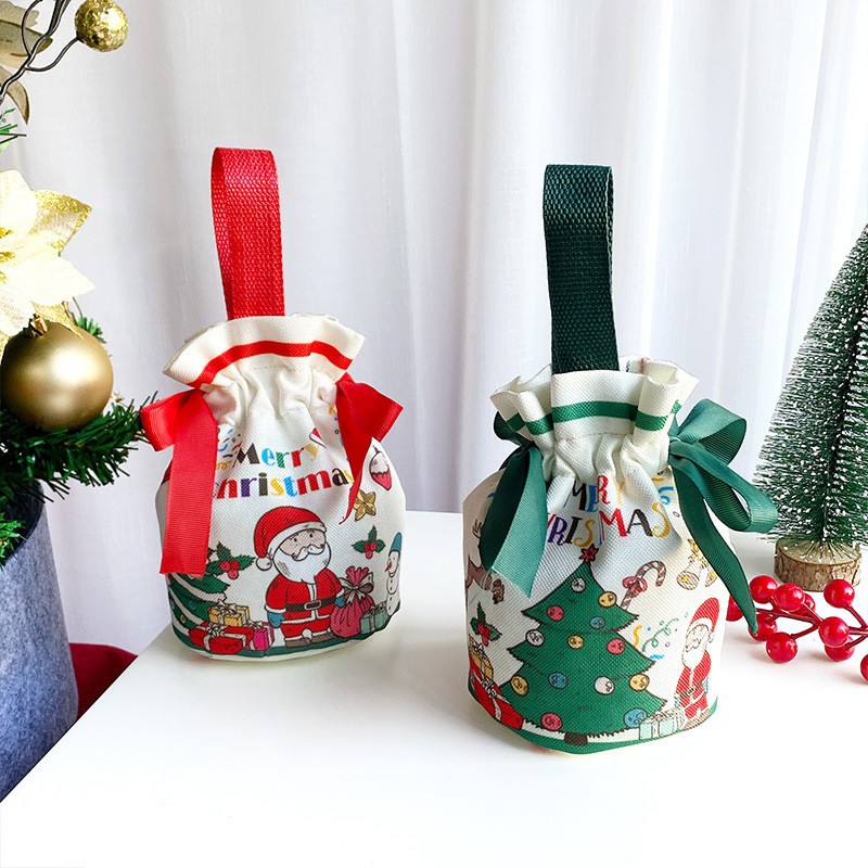 Bolsas de lona de Navidad bolsas de paquete de bolsas de regalo de boca apretada muñeco de nieve nochebuena 2024 regalo de mano image 3