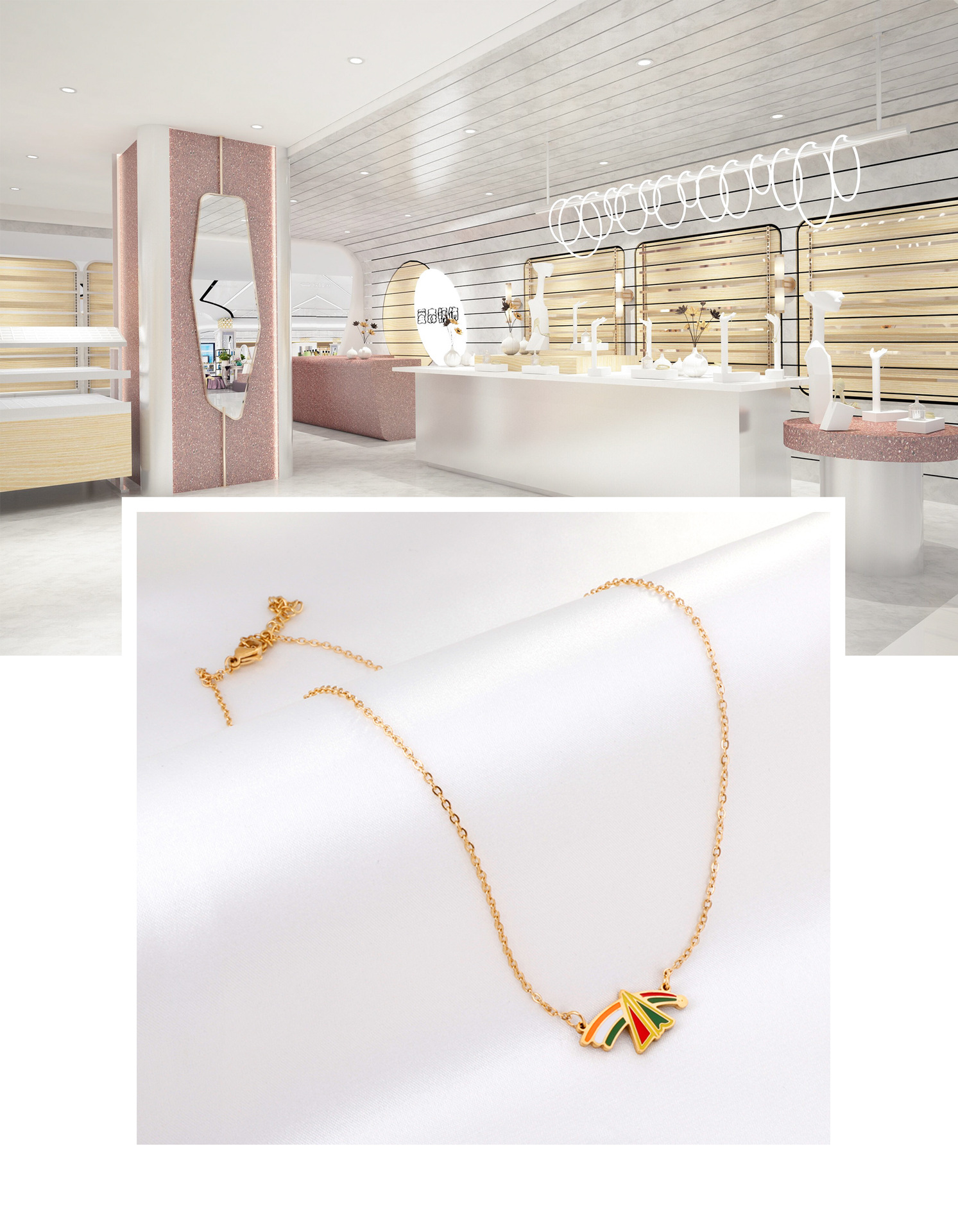 Fashion Rainbow Stainless Steel Plating Pendant Necklace 1 Piece