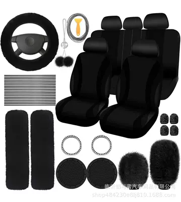 Wheel Cover, Gear Cover, Handbrake | Steering wheel cover - black-suit-45-pieces-38cm