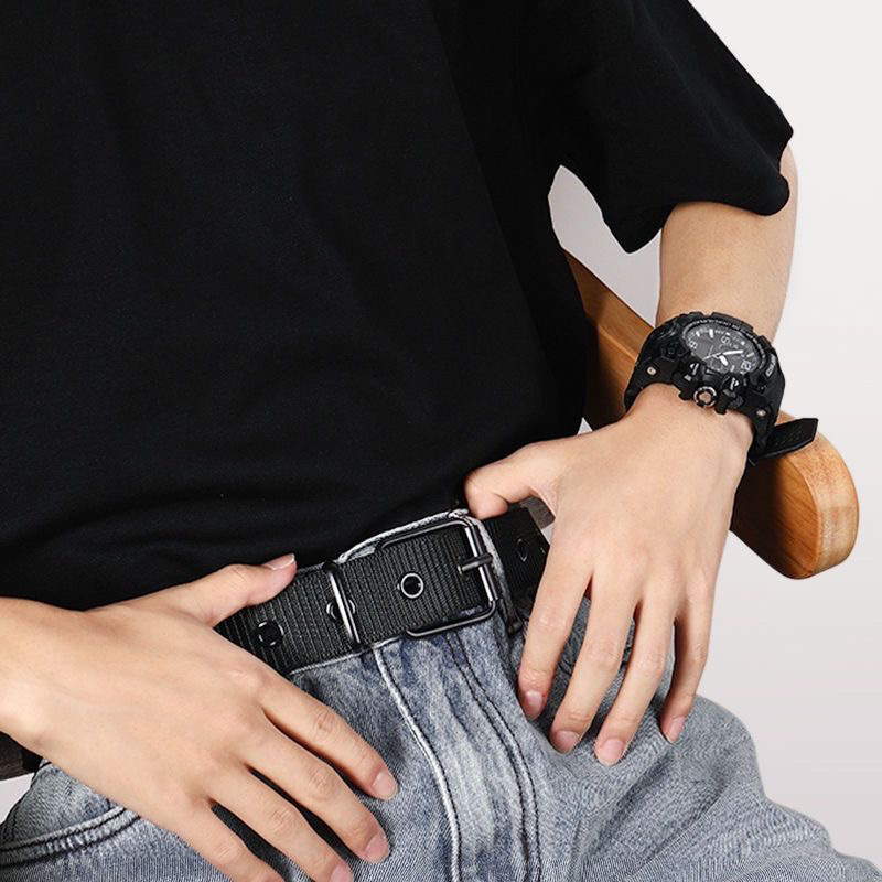 Yeni çok delikli kanvas kemer erkek pin tokalı kemer gençlik öğrenci çok yönlü denim askeri eğitim genişletilmiş naylon kemer