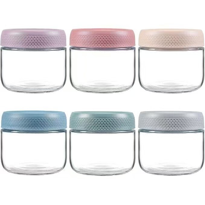 Cross-Border Oatmeal Cup Glass Sealed Jar Breakfast Cup Glass Cup with Lid for Grains and Nuts Leak-Proof Portable Storage Jar