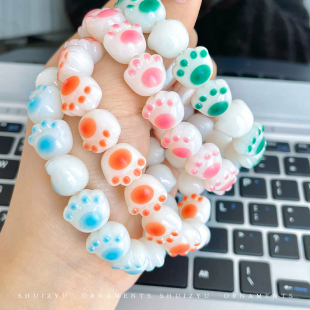Cat's Claw Girl's Plate Playing Bracelet Plate String Women's Hand Twisted Soft Finger Wringing Student's Bead Bracelet Women's Best Friend Plate Bead Bracelet