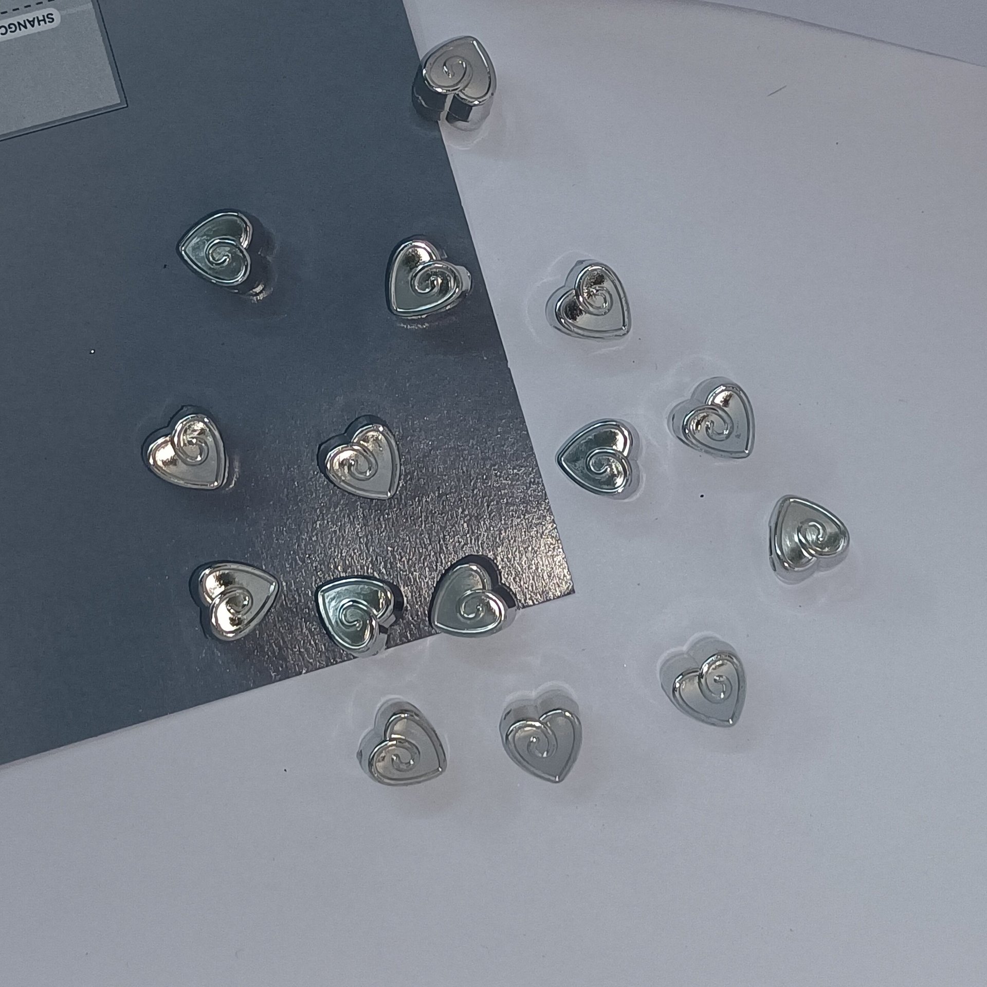 潘家多拉CCB大孔爱心花纹DIY配件白K kc uv珠串珠手链饰品6085详情6