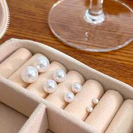 莹莹仿珍珠仿银针耳钉4mm/6mm/8mm/10mm/12mm/14mm精致耳环饰品