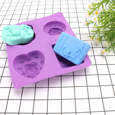 天使玫瑰花爱心手工皂硅胶模具 蛋糕模 滴胶模具|ms