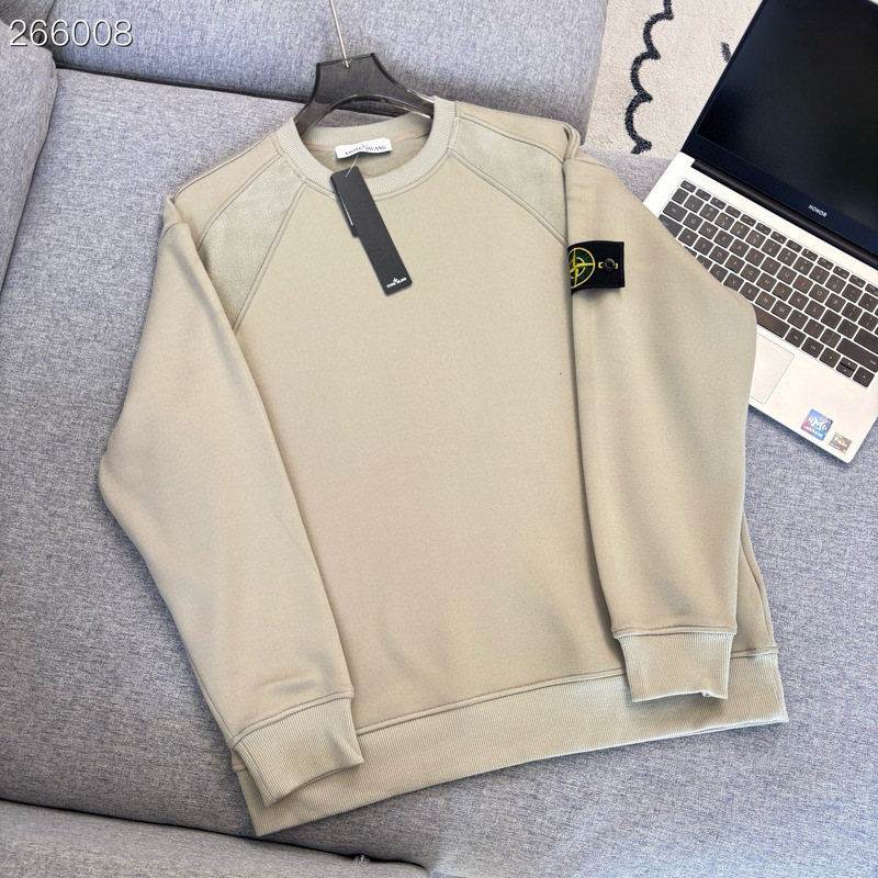 Cross-Border Stone Island Round-Neck Fleece-Lined Thick Warm Sweatshirt Wholesale 13-Line Trendy Brand Island