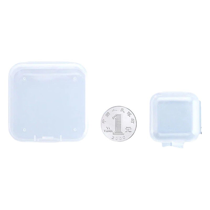 Caja de almacenamiento cuadrada de plástico transparente para joyería, cuentas, accesorios, aparejos de pesca, tapones para los oídos, caja cuadrada pequeña, fabricante en stock