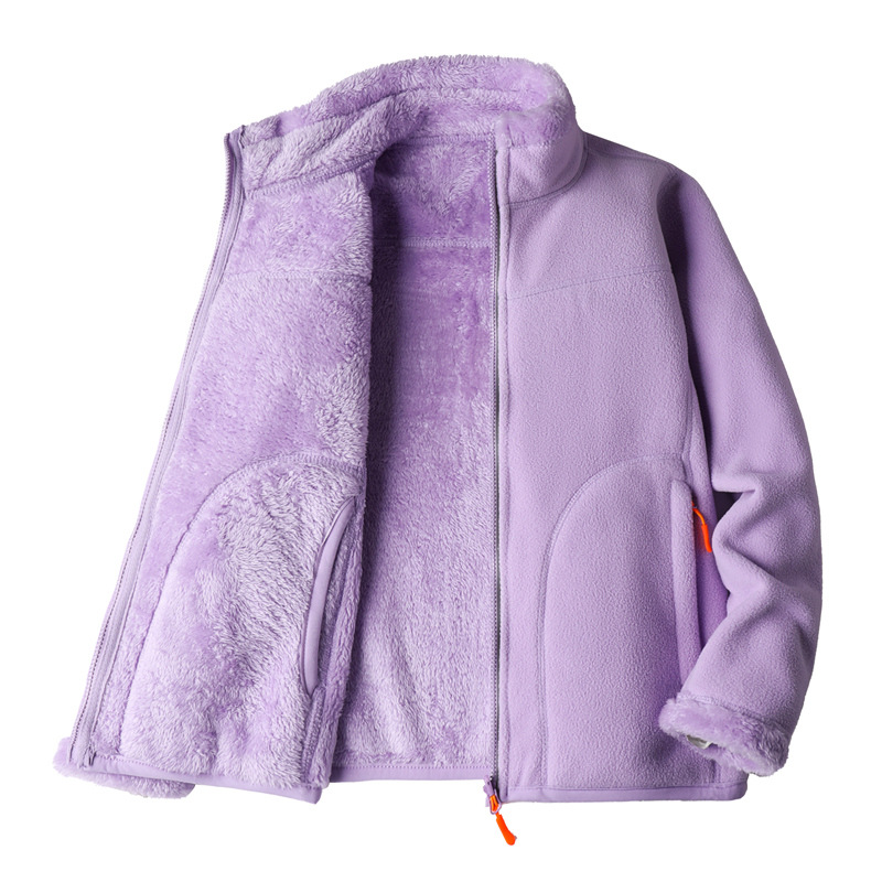 Women's Clothing Polar Fleece Tops Trendy Brand Double sided Thickened Coral Fleece Sweater Cardigan_voghion.com